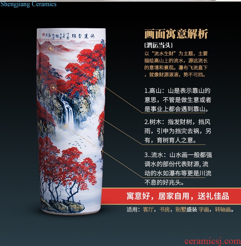 Jingdezhen ceramics of large vase of Chinese antique hand-painted fangming general blue cans sitting room adornment is placed