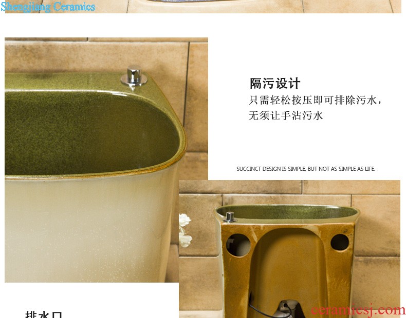 Koh larn, neat hand-drawn square stage basin ceramic lavabo art of the basin that wash a face basin sinks green lotus