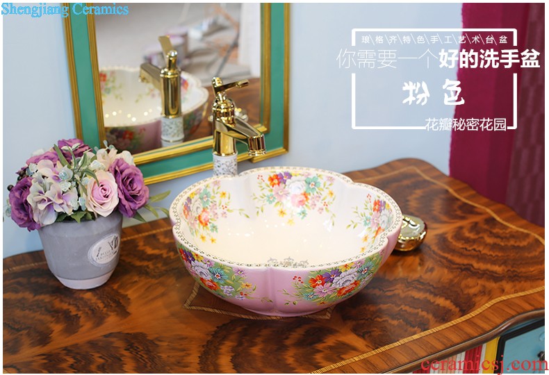 Koh larn, neat rectangle stage basin sink European gold flower toilet basin ceramic sinks of the basin that wash a face