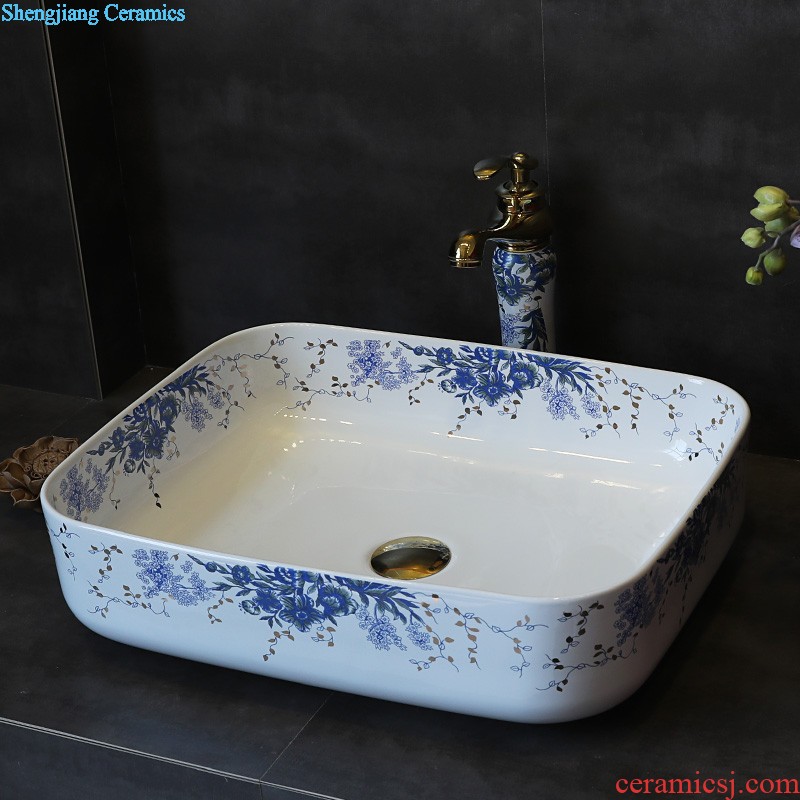 Gold cellnique stage basin square modern wash lavatory pan European ceramic art basin and toilet