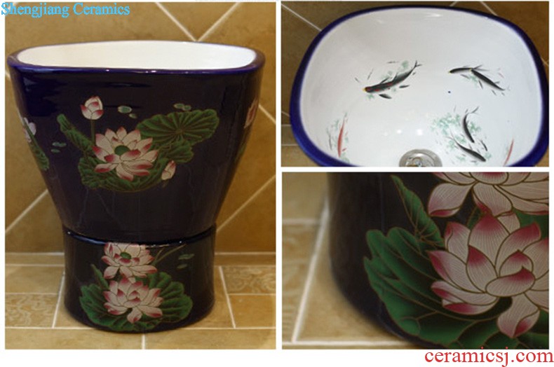 Koh larn, qi ceramic sanitary ware of toilet stage basin sink toilet lavatory basin hand-painted plum blossom