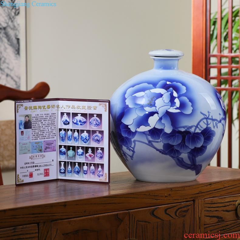 Jingdezhen ceramics hand-painted blue and white porcelain vase general storage jar jar of furnishing articles of new Chinese style household ornaments