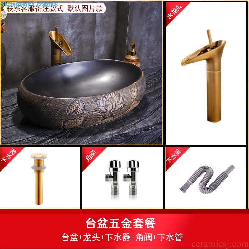 Koh larn tile neat package mail archaize of jingdezhen ceramic art basin of the basin that wash a face lavatory basin A067 on stage