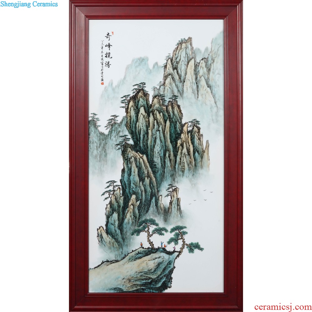 Jingdezhen ceramics porcelain plate painting landscape decoration of Chinese style household living room sofa setting wall hang a picture