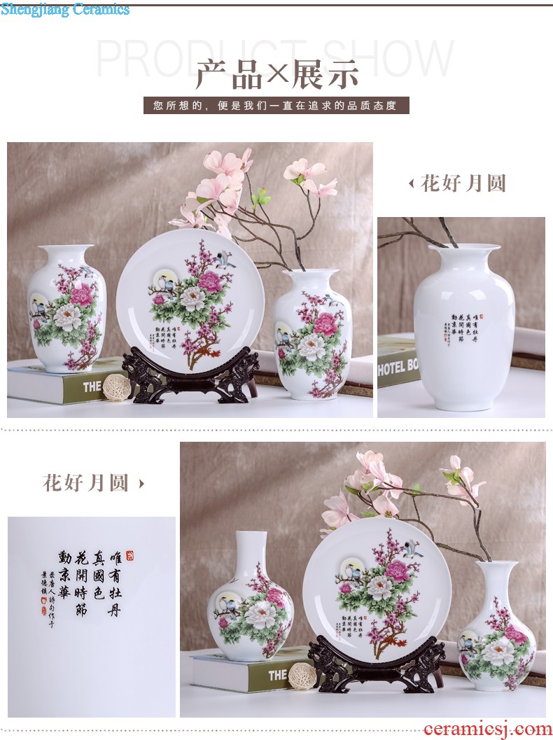 Jingdezhen ceramics modern three-piece floret bottle of flower arrangement, sitting room of Chinese style household decorations crafts