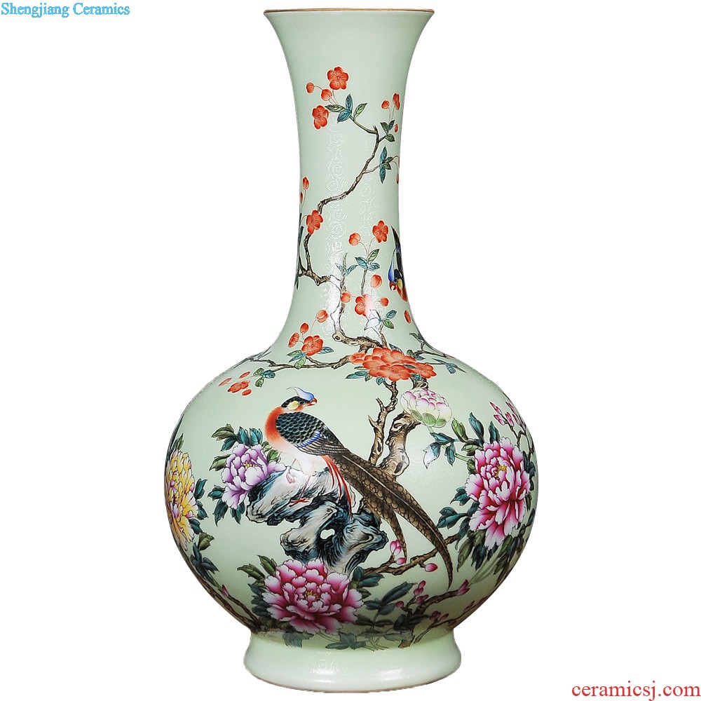 Jingdezhen blue and white porcelain vases, pottery and porcelain furnishing articles imitation qing yongzheng maintain nine peach olive bottle of home sitting room adornment