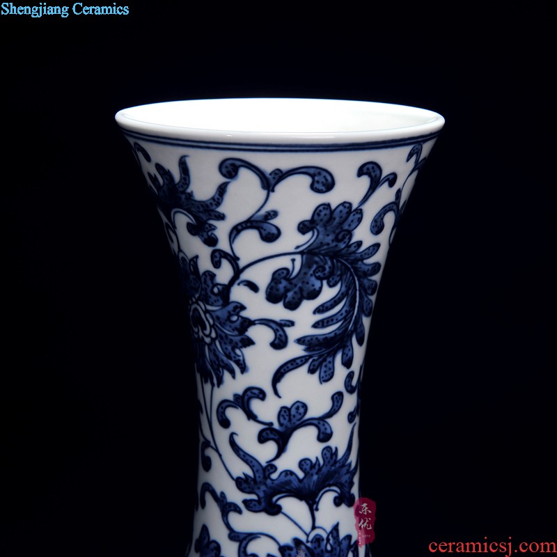 Jingdezhen ceramics vase furnishing articles Famous hand-painted kiln landscape picture tube of new Chinese style porch decoration