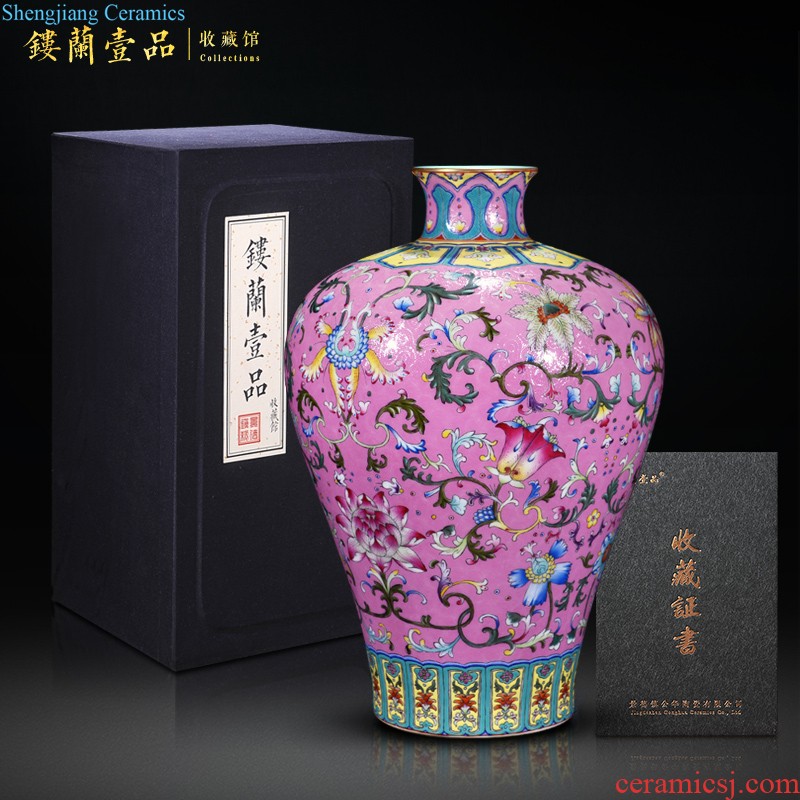 Jingdezhen ceramics hand-painted flower vase new Chinese style household living room TV cabinet craft decoration wedding furnishing articles