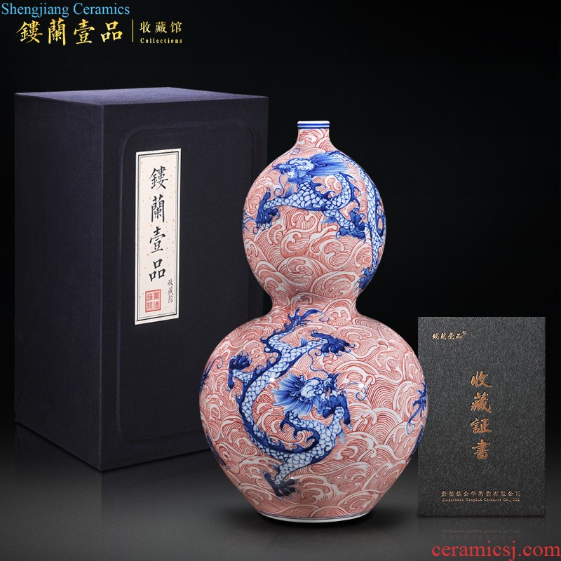 Master of jingdezhen ceramics hand-painted famille rose porcelain vase Snow jiangshan home decoration collection furnishing articles