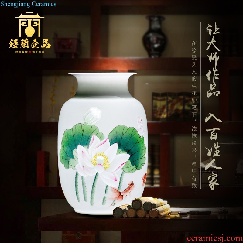 Jingdezhen ceramics hand-painted heavy industry offering blue dress painting of flowers and Chinese style household adornment rich ancient frame vase furnishing articles