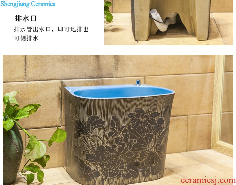 Koh larn, neat hand-drawn square stage basin ceramic lavabo art of the basin that wash a face basin sinks green lotus