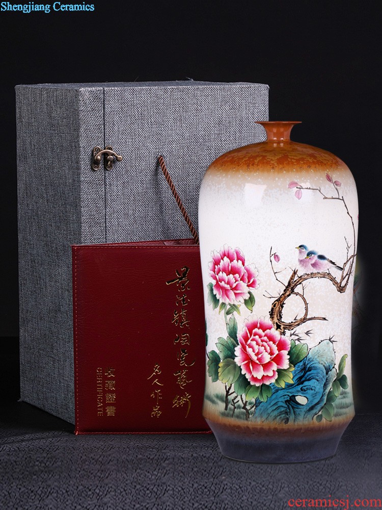 Jingdezhen ceramic Chinese vase furnishing articles lrene hand-painted songshan fishing hidden flower arranging home sitting room adornment