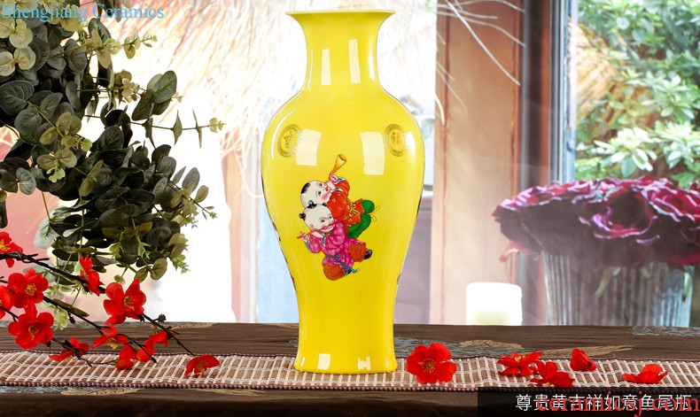 Jingdezhen ceramics hand-painted archaize sitting room home furnishing articles mesa adornment handicraft powder enamel vase characters