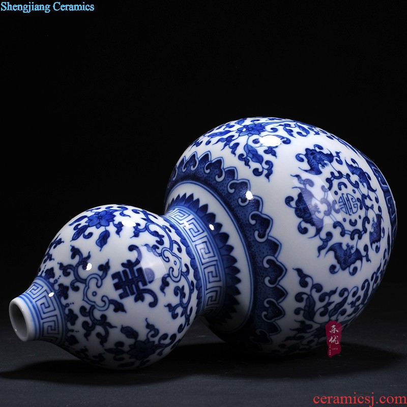 Jingdezhen ceramic vase famous hand-painted pastel vase peony pomegranate furnishing articles new Chinese style living room decorations