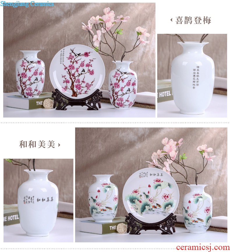 Jingdezhen ceramics modern three-piece floret bottle of flower arrangement, sitting room of Chinese style household decorations crafts