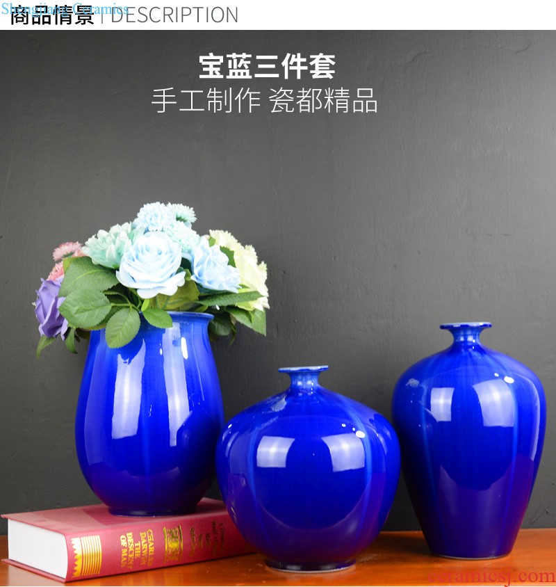 Jingdezhen ceramics red peony vases, modern Chinese style living room home flower adornment handicraft furnishing articles