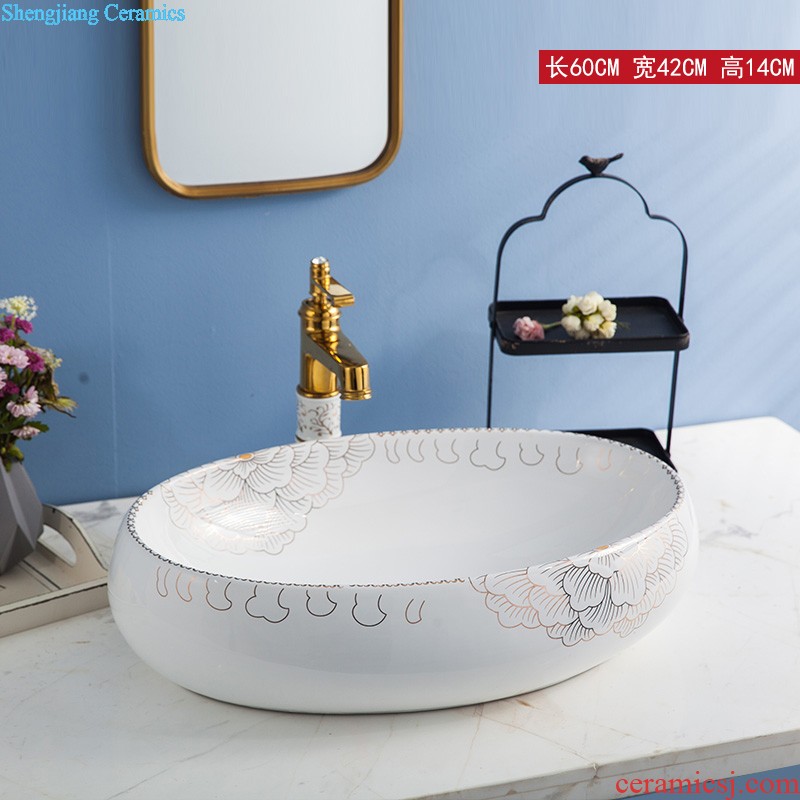 Post, qi more oval stage basin ceramic toilet lavabo that defend bath lavatory art uncluttered golden flower