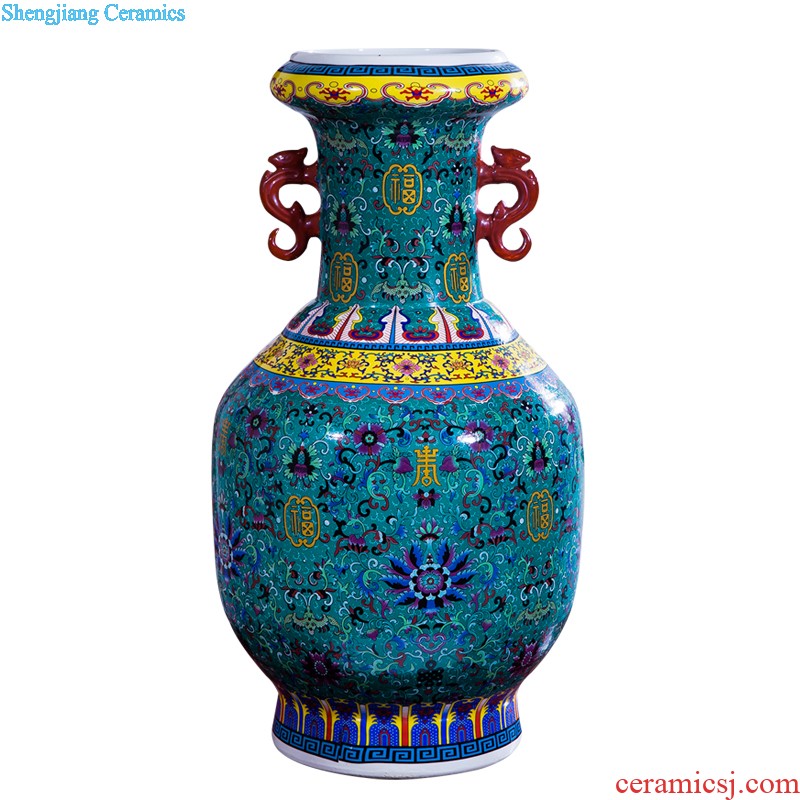 Jingdezhen ceramic hand-painted pastel big vase place to live in the living room floor decoration modern Chinese style hotel decoration