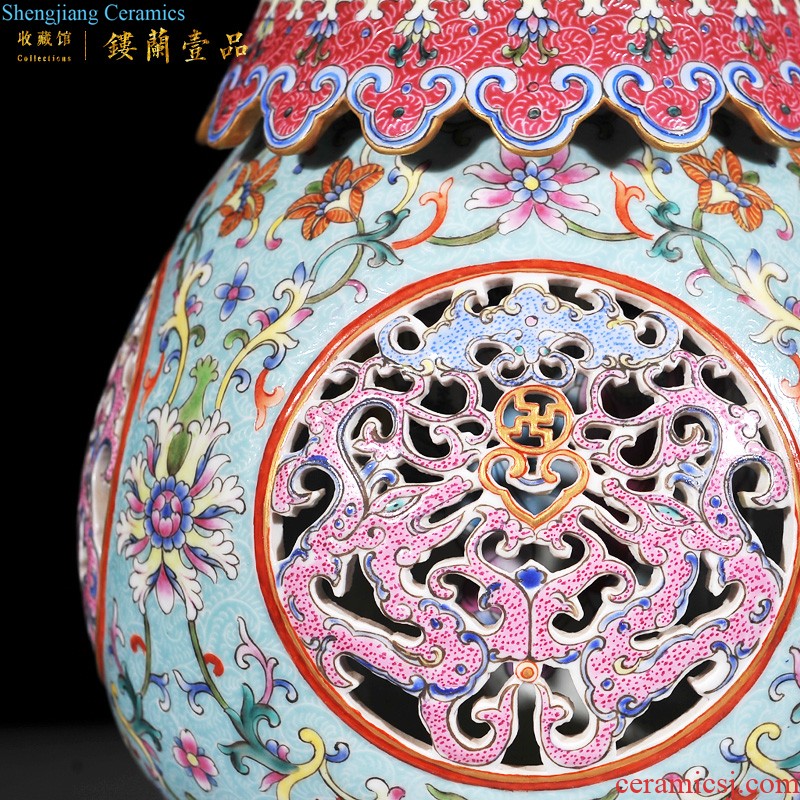 Jingdezhen imperial kiln chinaware imitation qing qianlong pastel flowers pattern tree sitting room of Chinese style decorative furnishing articles