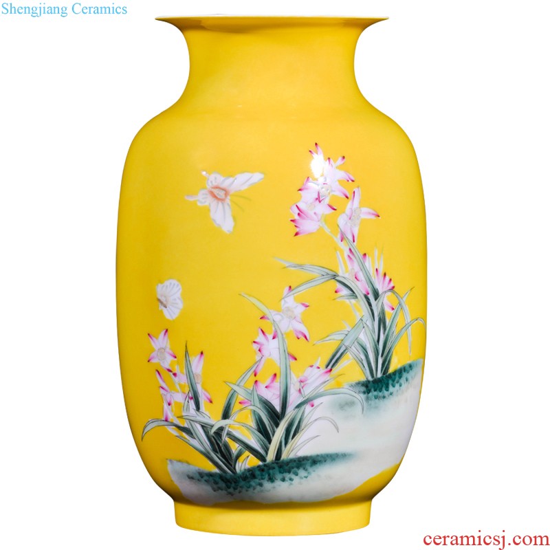 Jingdezhen ceramic Chinese hand-painted thin foetus flower vase furnishing articles of modern household bedroom living room TV ark furnishing articles