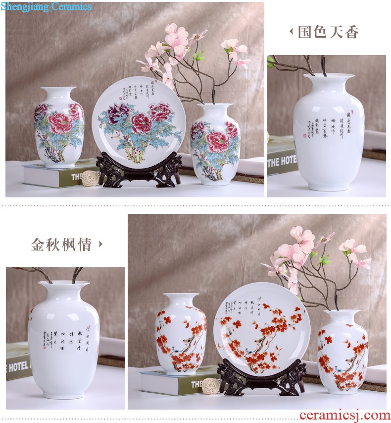 Jingdezhen ceramics modern three-piece floret bottle of flower arrangement, sitting room of Chinese style household decorations crafts