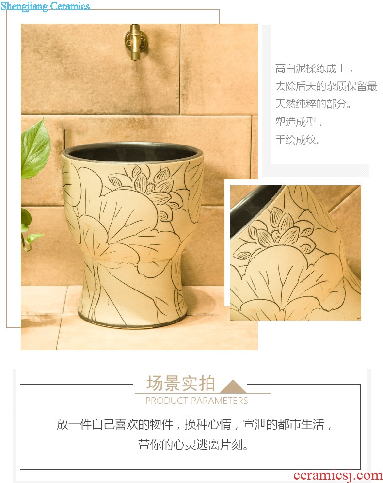 Koh larn, qi Jingdezhen ceramic lavabo A022 stage basin basin is the basin that wash a face carved art restoring ancient ways