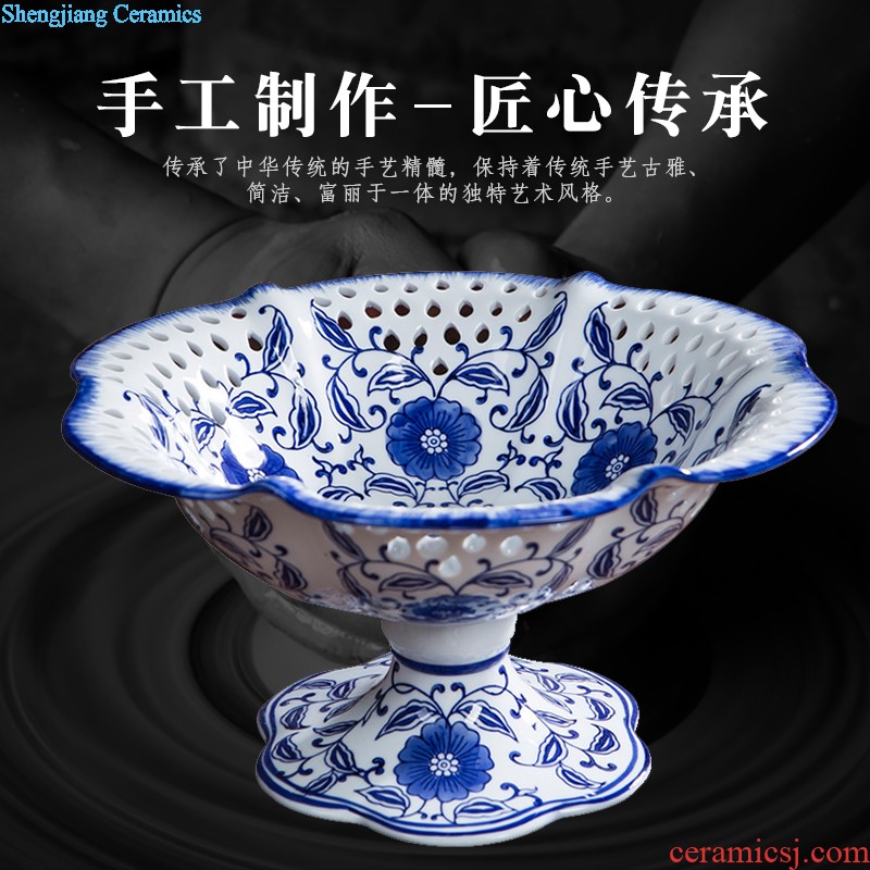 Jingdezhen ceramic famille rose 160 blue and white porcelain vases, hand-painted bucket color lotus The sitting room home handicraft furnishing articles