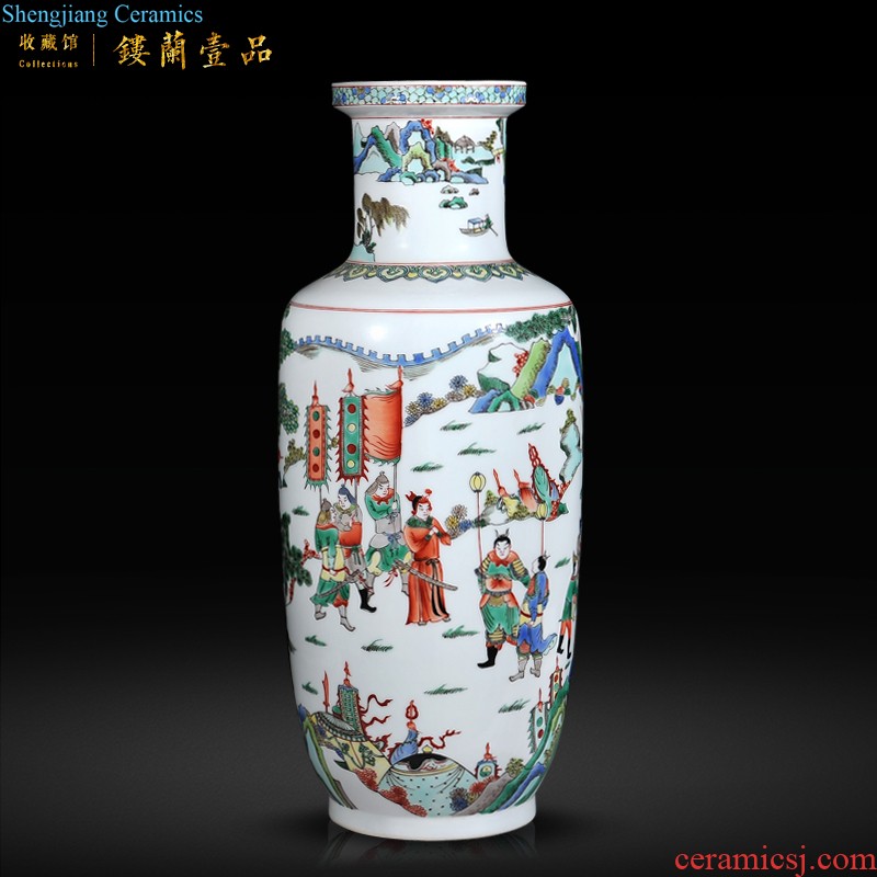 Jingdezhen ceramics Imitation qing qianlong pastel ears okho spring vase Chinese style living room decorative furnishing articles