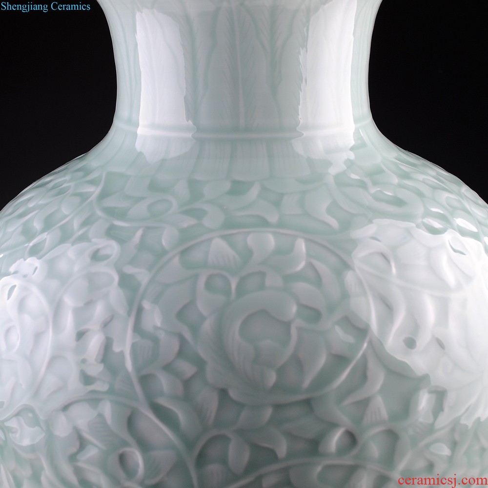 Jingdezhen ceramic vase large landing hand-painted jiangnan spring quiver hotel flower arrangement sitting room adornment is placed