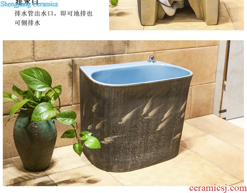 Koh larn, neat hand-drawn square stage basin ceramic lavabo art of the basin that wash a face basin sinks green lotus