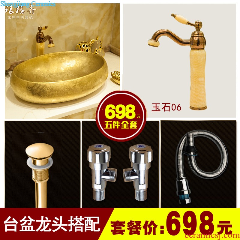 Koh larn, qi stage basin ceramic lavabo gold-plated lavatory basin of elliptic toilet art restoring ancient ways roses