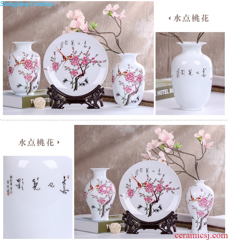 Jingdezhen ceramics modern three-piece floret bottle of flower arrangement, sitting room of Chinese style household decorations crafts