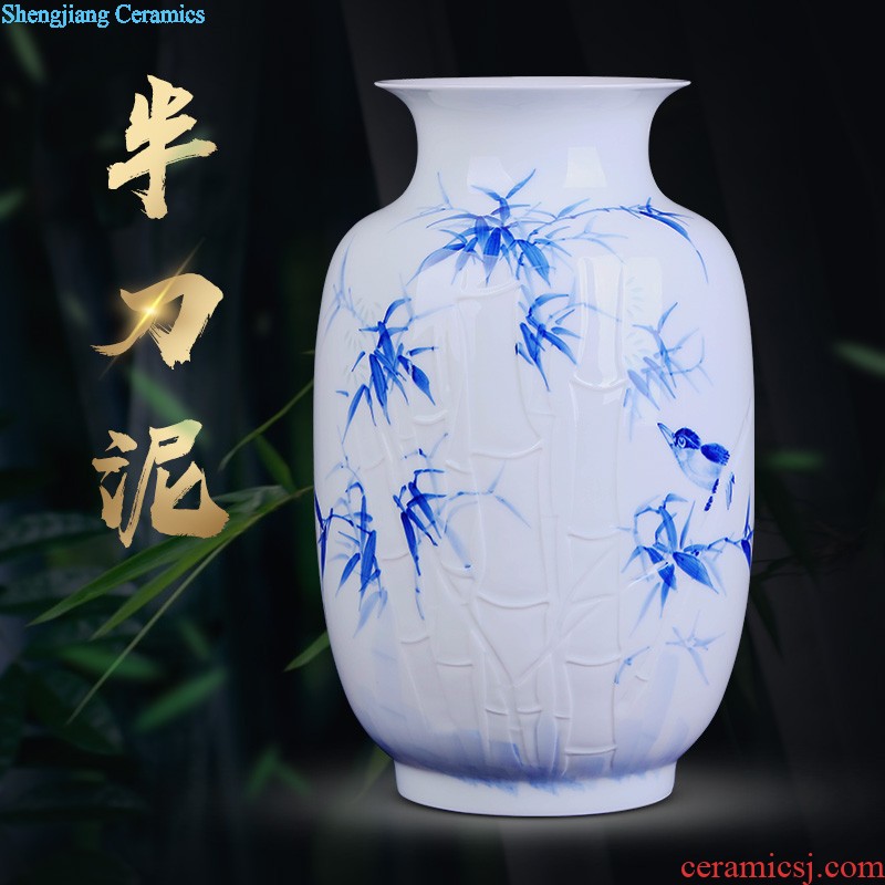 Jingdezhen ceramics vase Hand painted blue and white porcelain chun connect FuXin Chinese style decoration crafts are sitting room