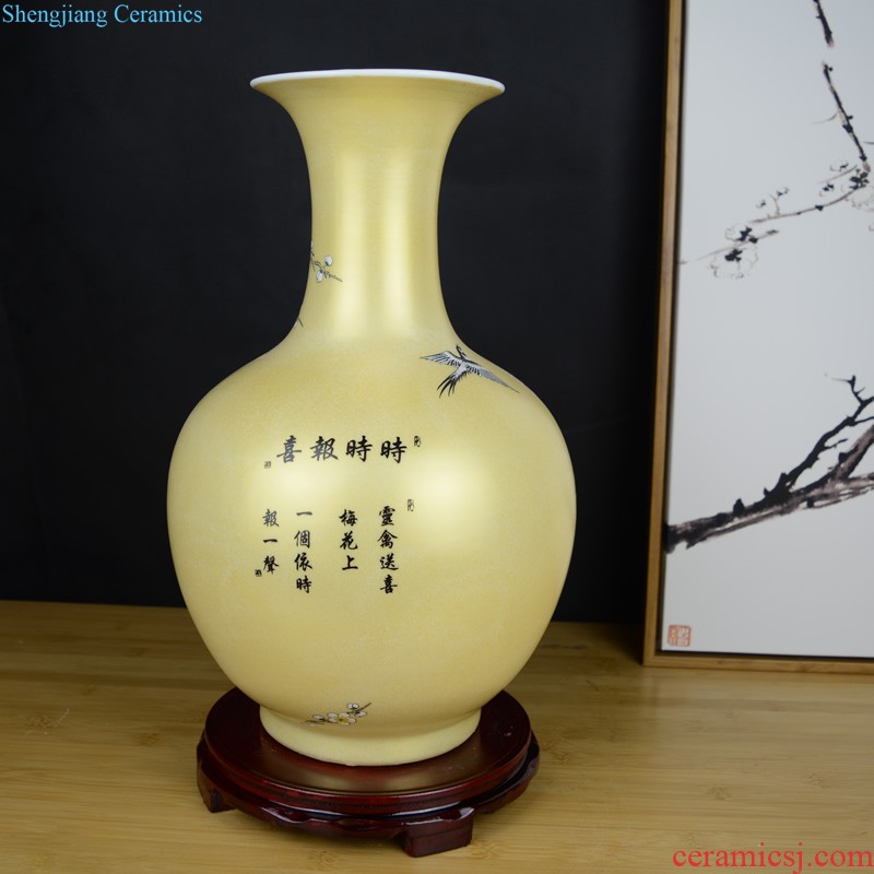 Chinese style restoring ancient ways of jingdezhen ceramics green glaze vase sitting room porch rich ancient frame home decoration handicraft furnishing articles