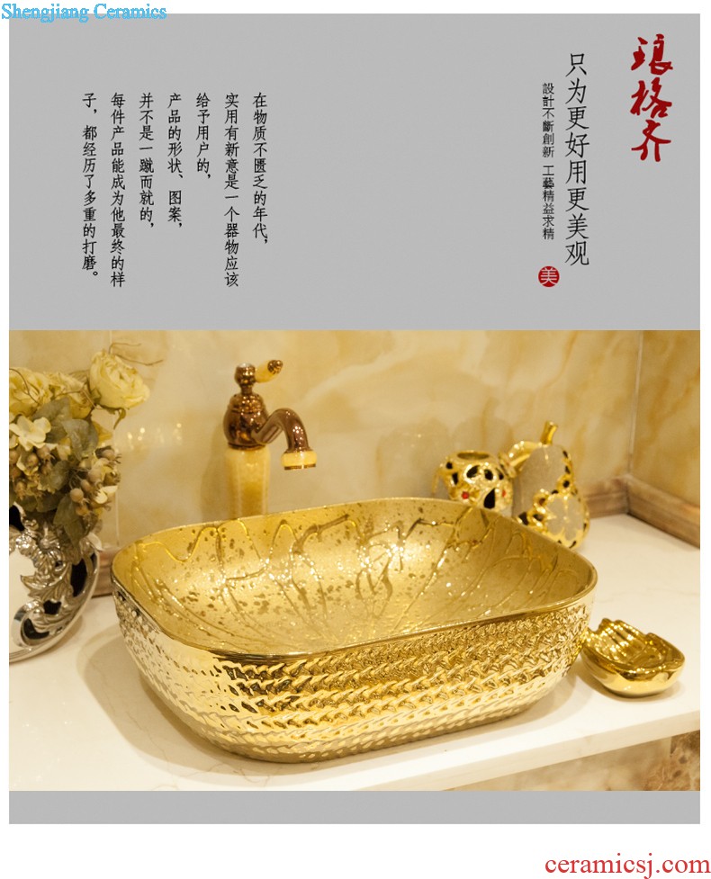 Koh larn, qi ceramic sanitary ware of toilet stage basin sink toilet lavatory basin Hand painted green leaf