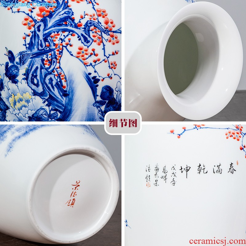 Jingdezhen ceramic powder enamel famous hand-painted vases, harmony is the sitting room of Chinese style household rich ancient frame decorative furnishing articles