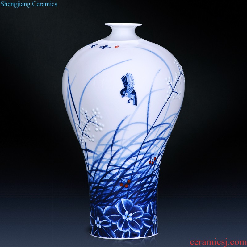 Jingdezhen ceramics hand-painted ceramic vase furnishing articles lotus pond clear interest mei bottles of modern home decoration decoration sitting room