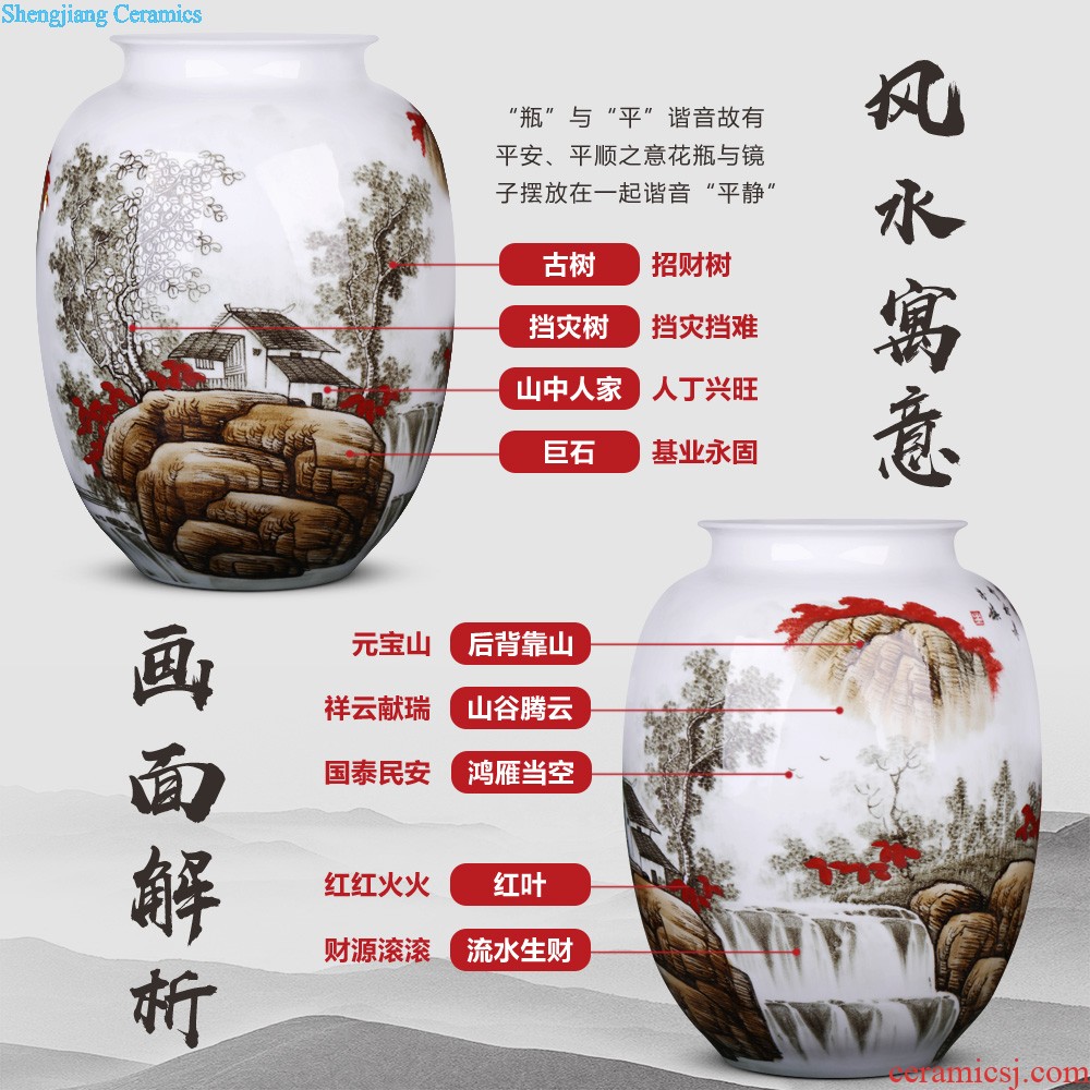 Jingdezhen ceramics furnishing articles Famous bottles hand painted yellow lotus flower implement new Chinese handicraft decoration in the living room