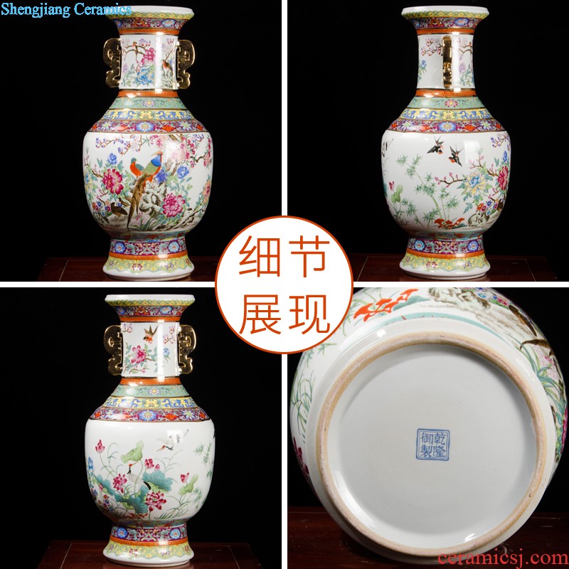 Jingdezhen ceramic large vases, flower arranging Chinese landscape painting home sitting room porch place large high decoration