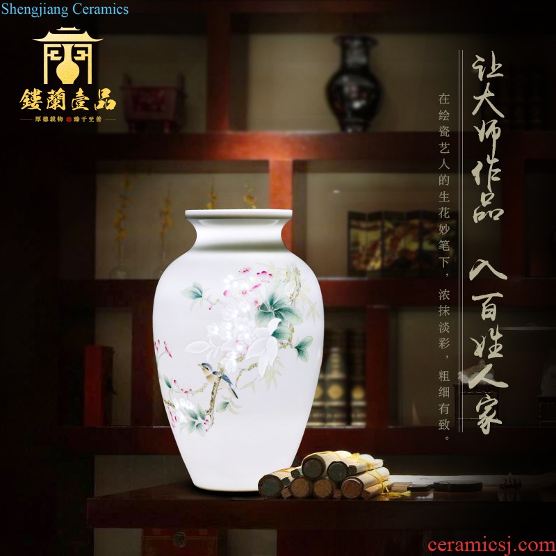 Jingdezhen ceramics hand-painted famille rose flower arranging big vase living room TV cabinet decoration collection of Chinese style household furnishing articles