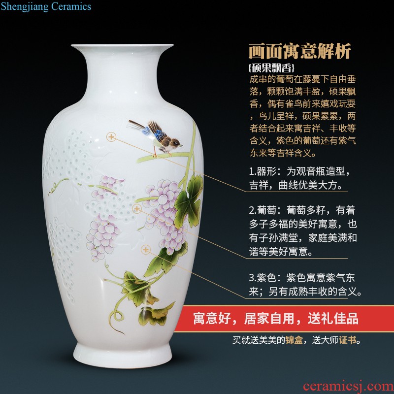 Jingdezhen ceramics manual hand-painted bright future of large blue and white porcelain vase sitting room hotel decoration furnishing articles