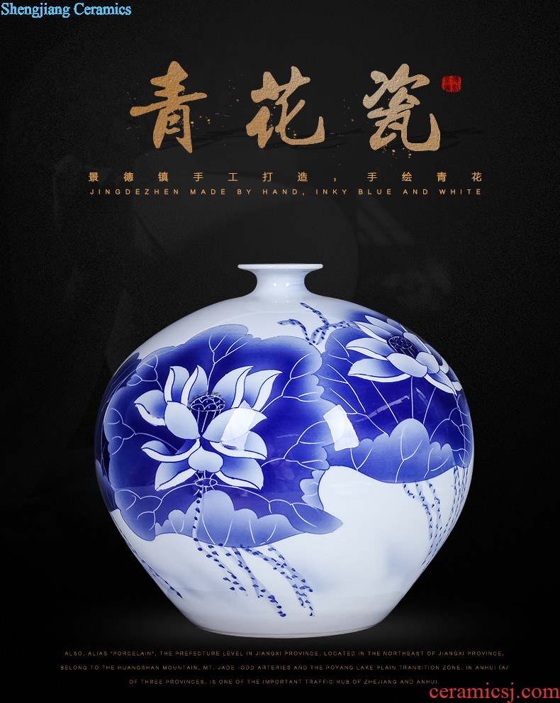 Jingdezhen ceramics Shadow blue variable color glaze vase flowers Fashion contracted home sitting room adornment is placed