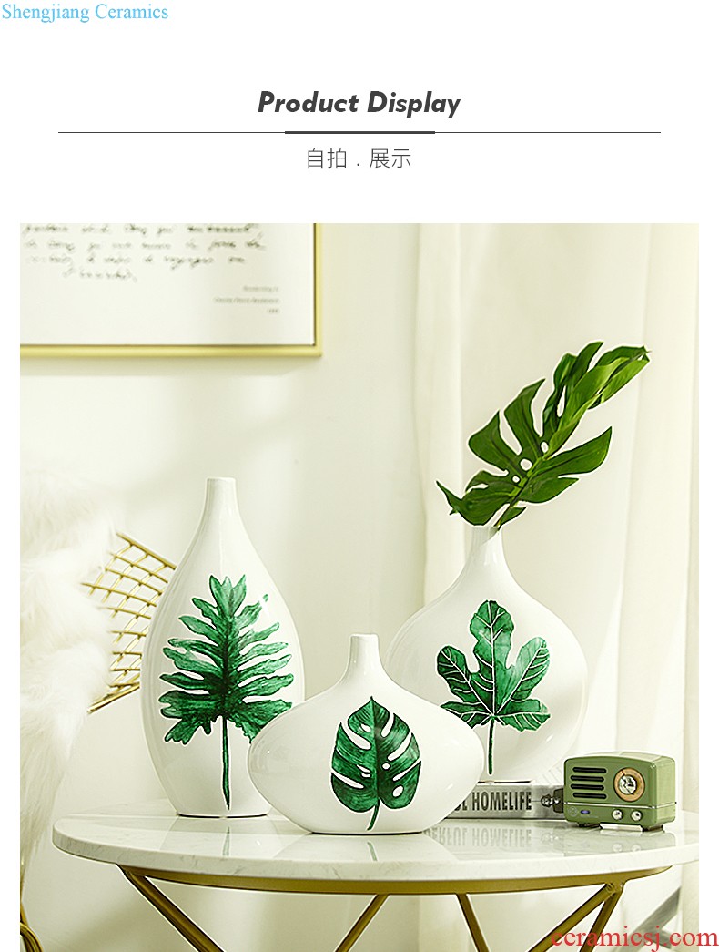 Nordic light wind modern marble vase luxury ceramic flower implement example room sitting room porch decoration dry flower arranging flowers