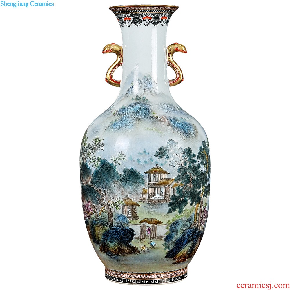 Jingdezhen ceramics furnishing articles imitation qing qianlong heavy pastel 8 figure vase sitting room of Chinese style household ornaments