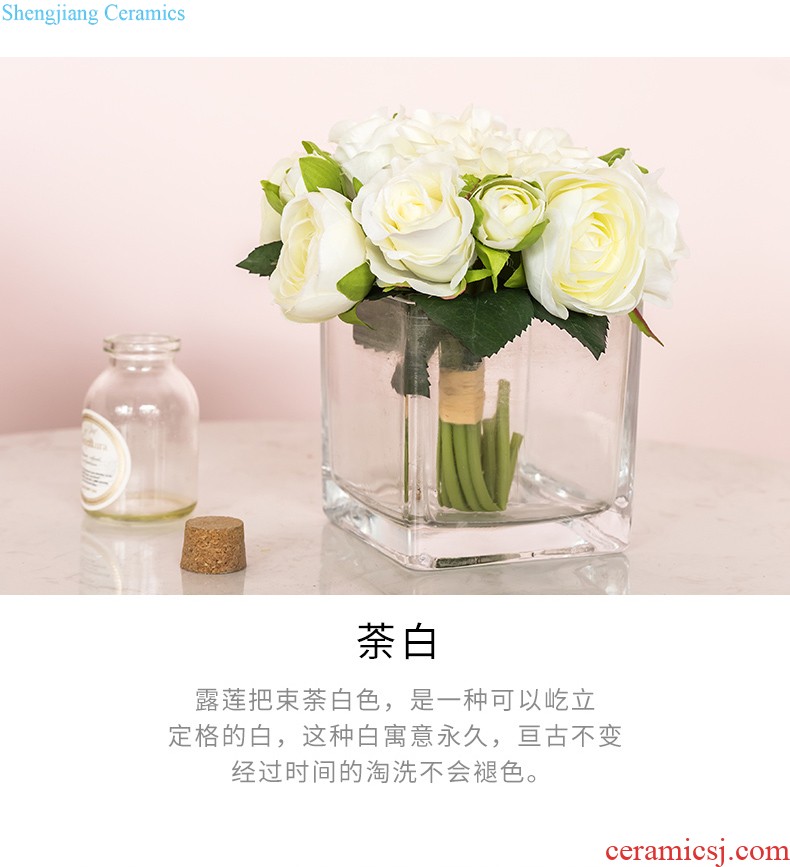 Nordic furnishing articles contracted marble ceramic vase, soft adornment example room TV cabinet decoration vase in the living room