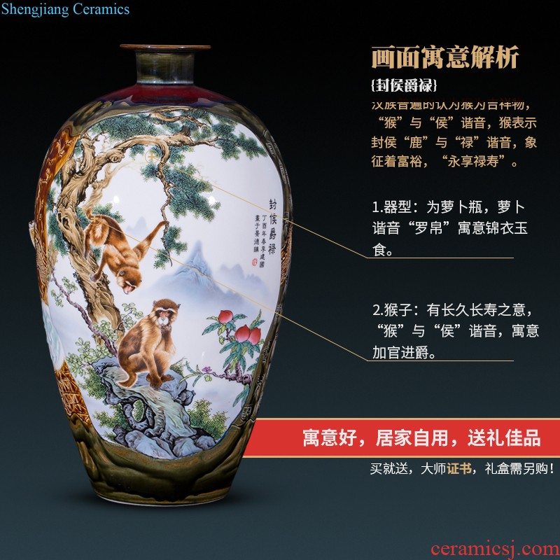 Jingdezhen ceramic manual hand-painted guest-greeting pine of large blue and white porcelain vase archaize sitting room hotel decoration furnishing articles