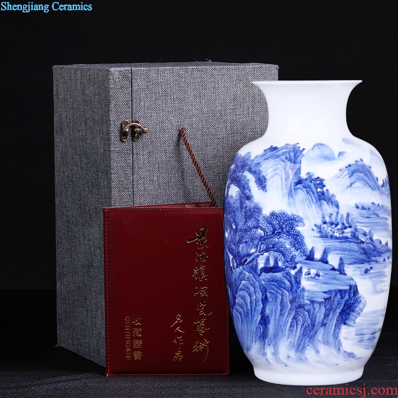 Jingdezhen porcelain furnishing articles Hand-painted ceramic vases, flower arrangement, new Chinese style living room TV ark adornment ornament