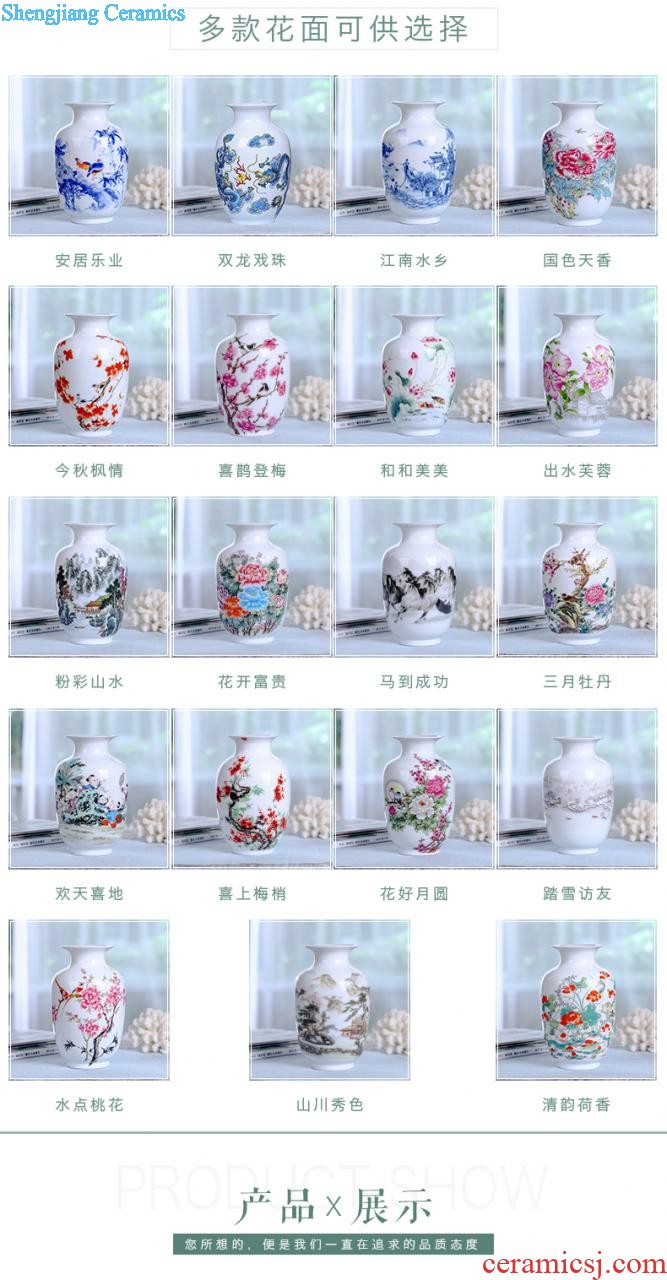 Jingdezhen ceramics vase furnishing articles Famous hand-painted scenery thin body porcelain bottle of new Chinese style living room decoration