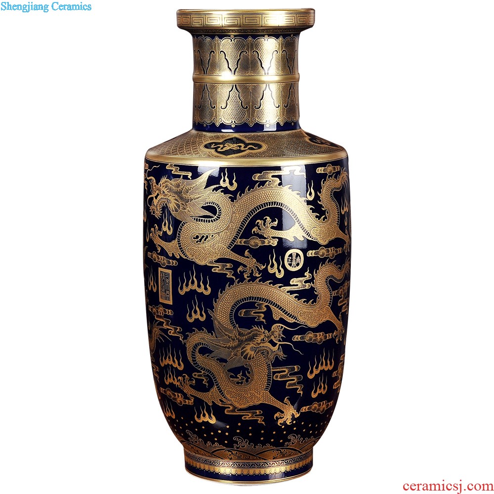 Jingdezhen hand-painted pastel archaize ceramic vase furnishing articles flower dragon mei bottles of the sitting room of Chinese style household ornaments