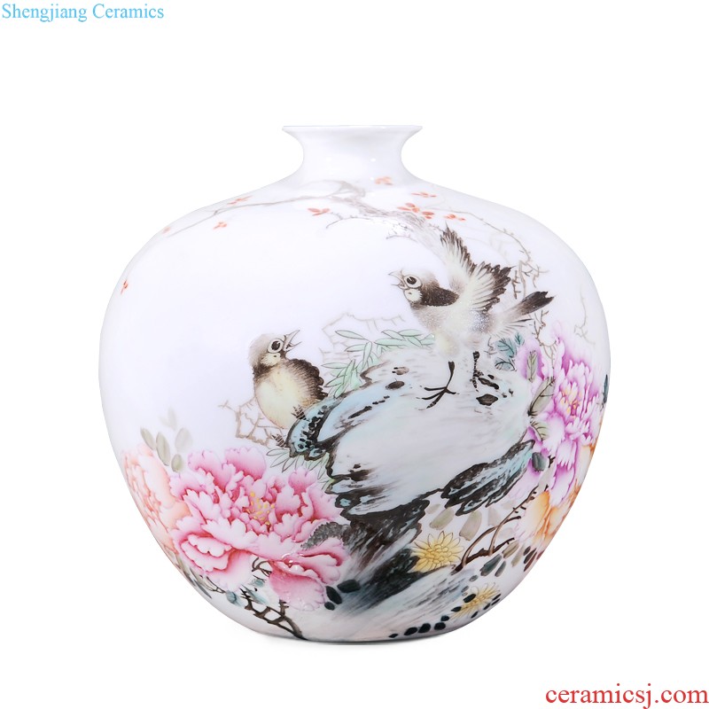 Jingdezhen ceramics imitation qing qianlong cornucopia ears dragon cylinder new Chinese vase sitting room aquarium furnishing articles writing brush washer